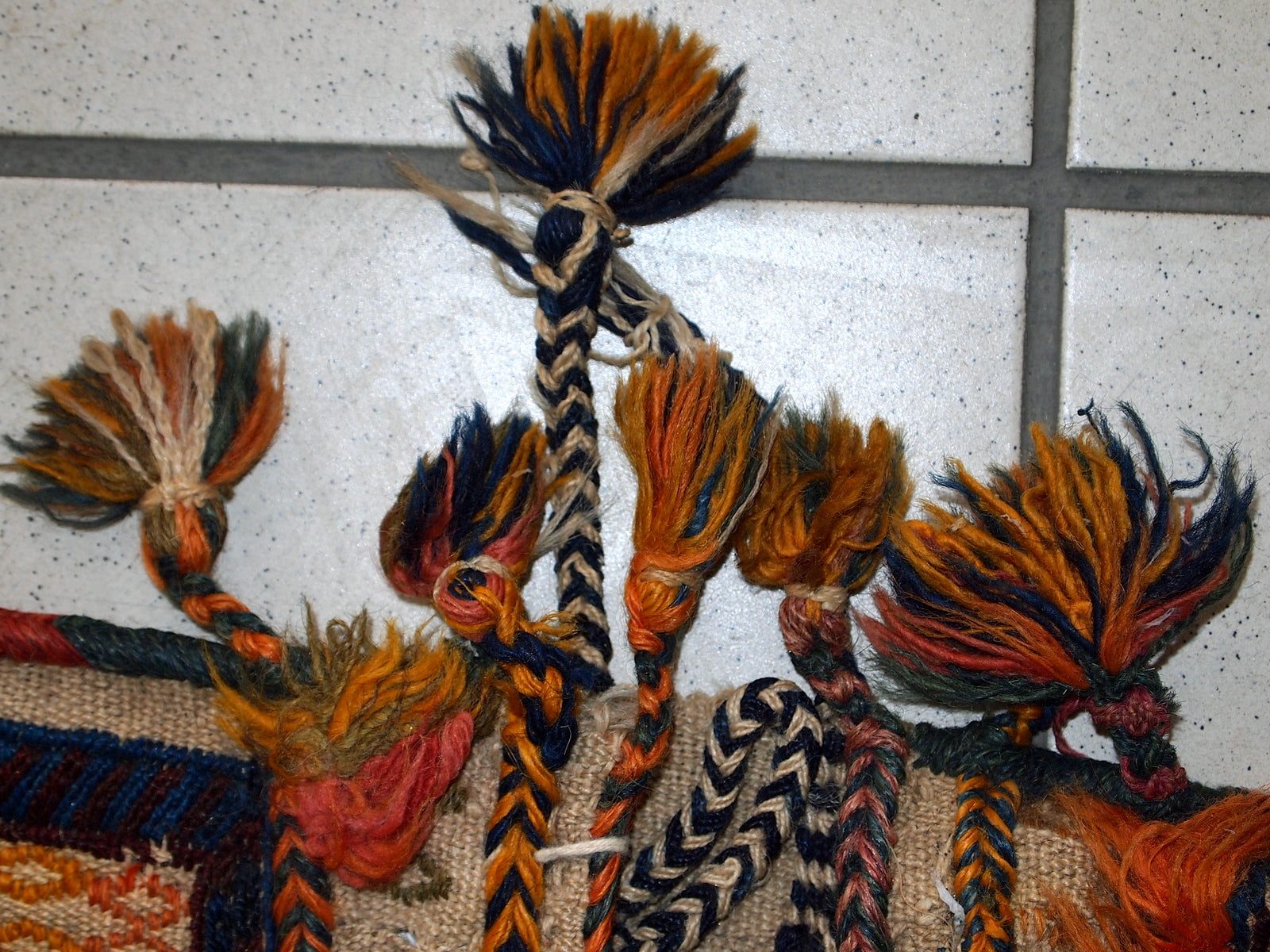 Antique collectible Persian Sumak saddle double bag in original good condition. The bag is from the middle of 20th century.