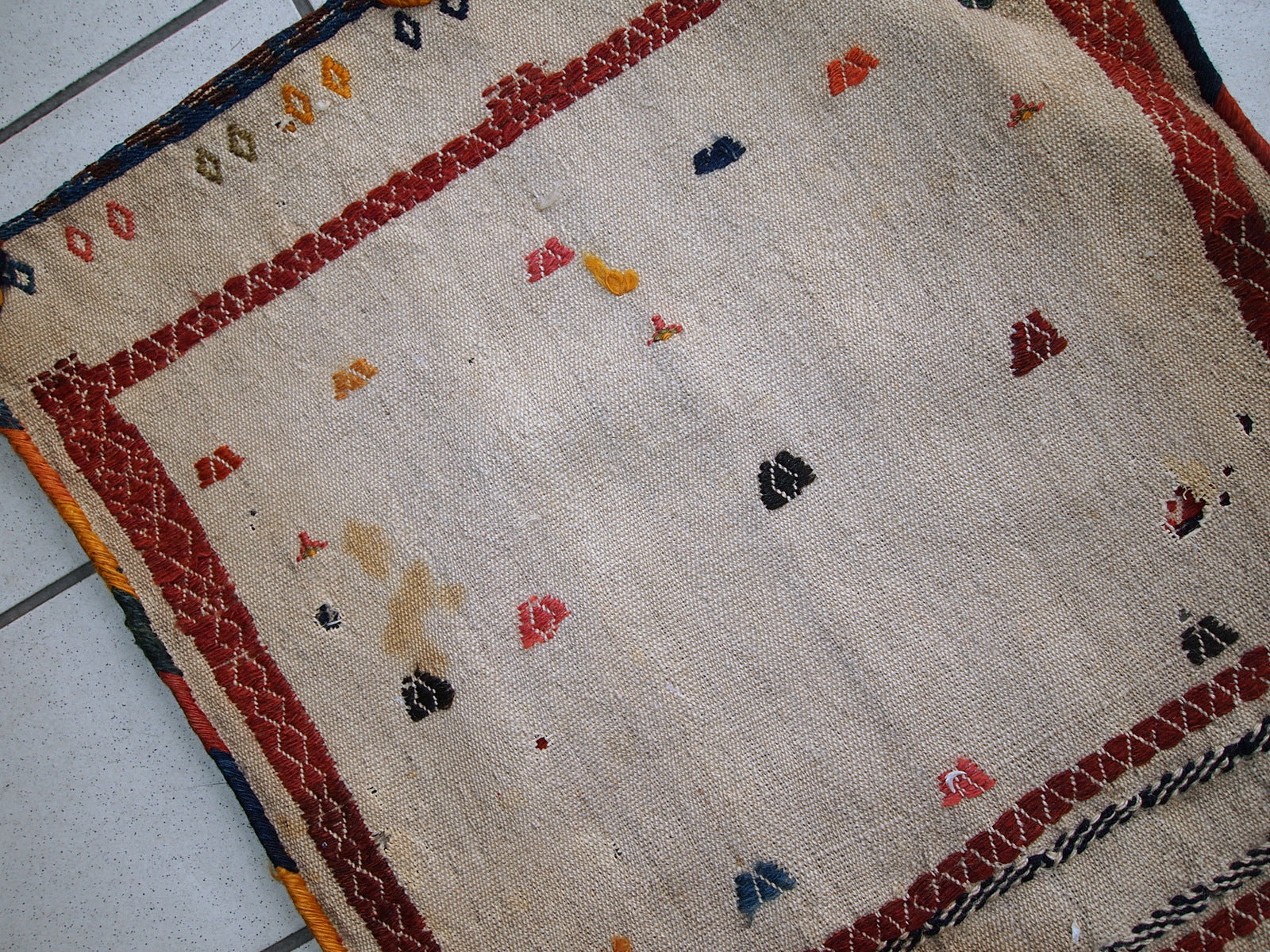 Handmade antique Persian Sumak sadle double bag, 1940s