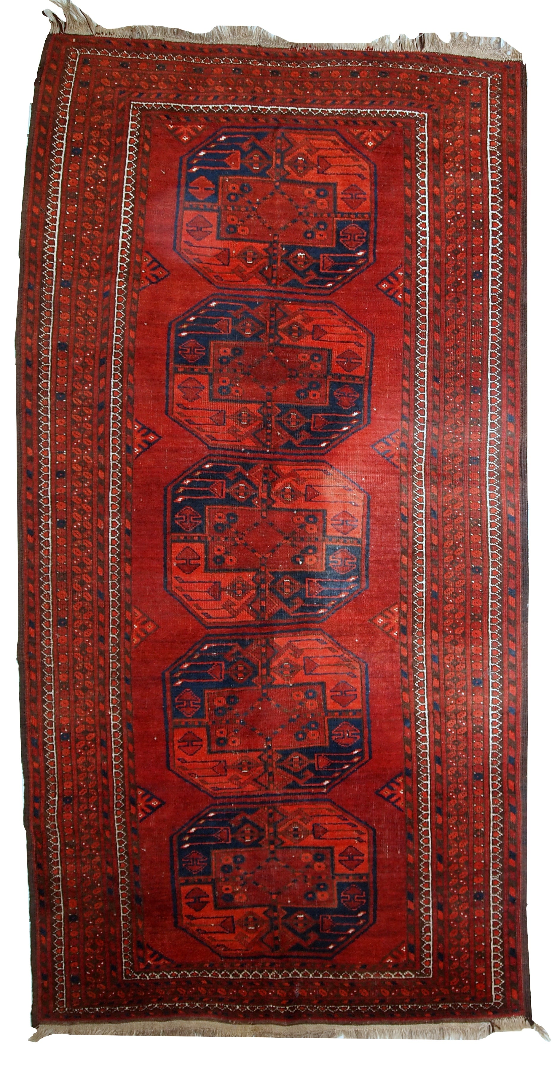 Handmade vintage Afghan Ersari rug, 1950s
