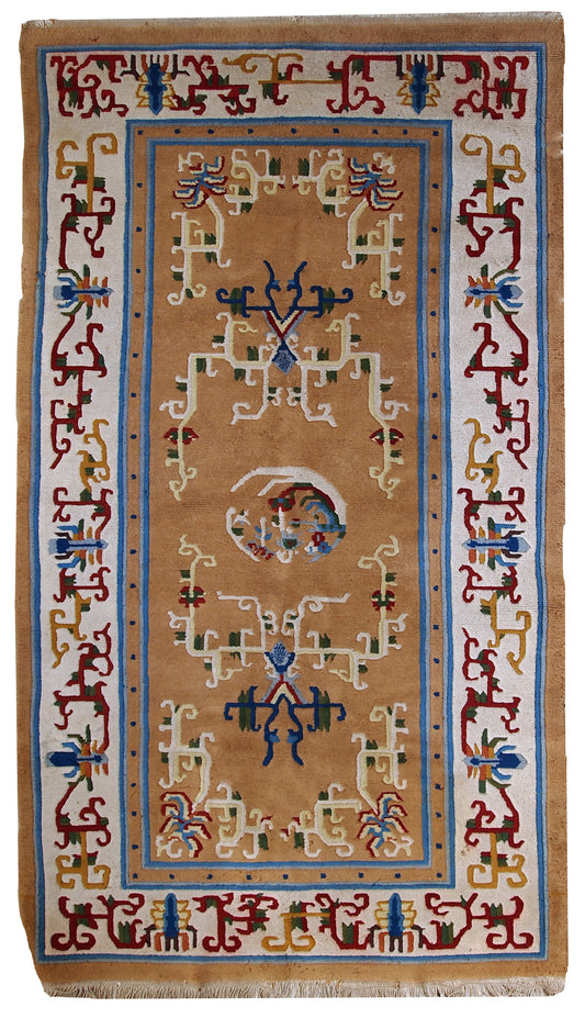 Handmade vintage Art Deco Chinese rug, 1960s