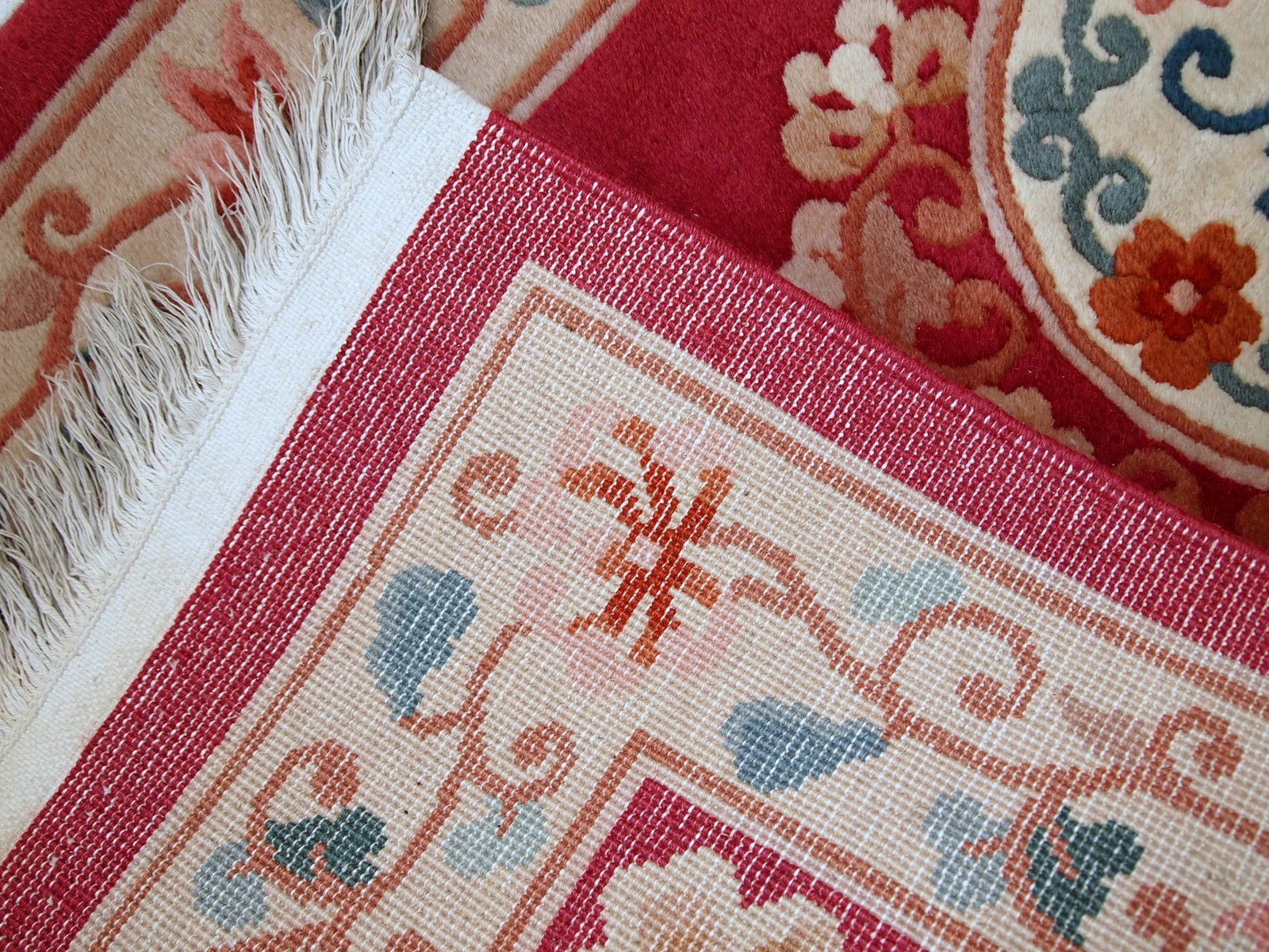 Handmade vintage Art Deco Chinese rug, 1970s