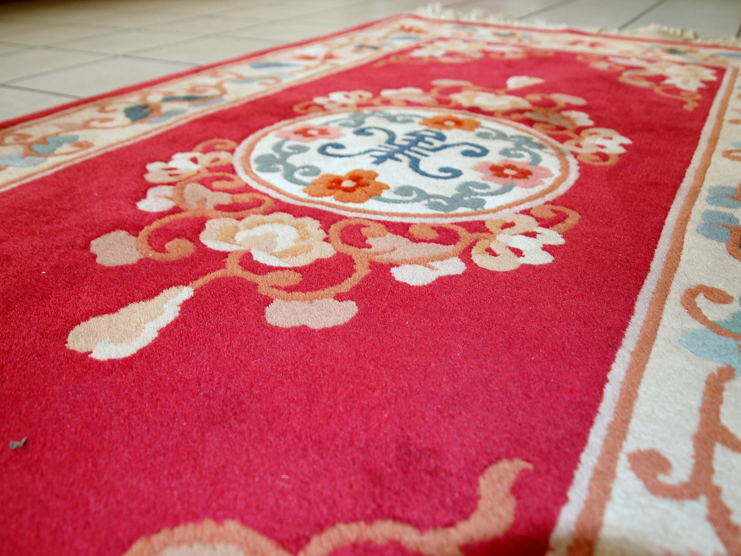 Handmade vintage Art Deco Chinese rug, 1970s