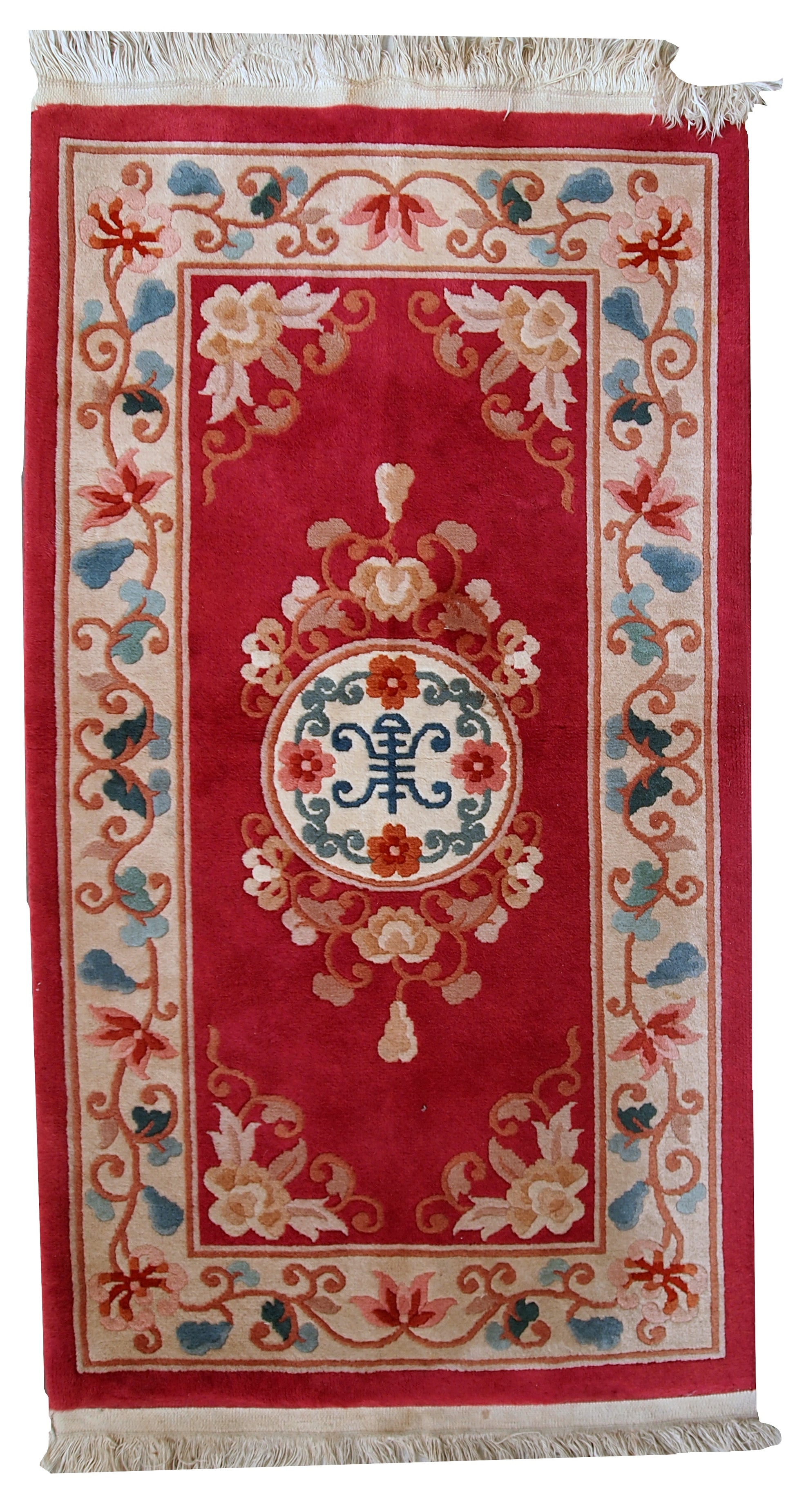Handmade vintage Art Deco Chinese rug, 1970s