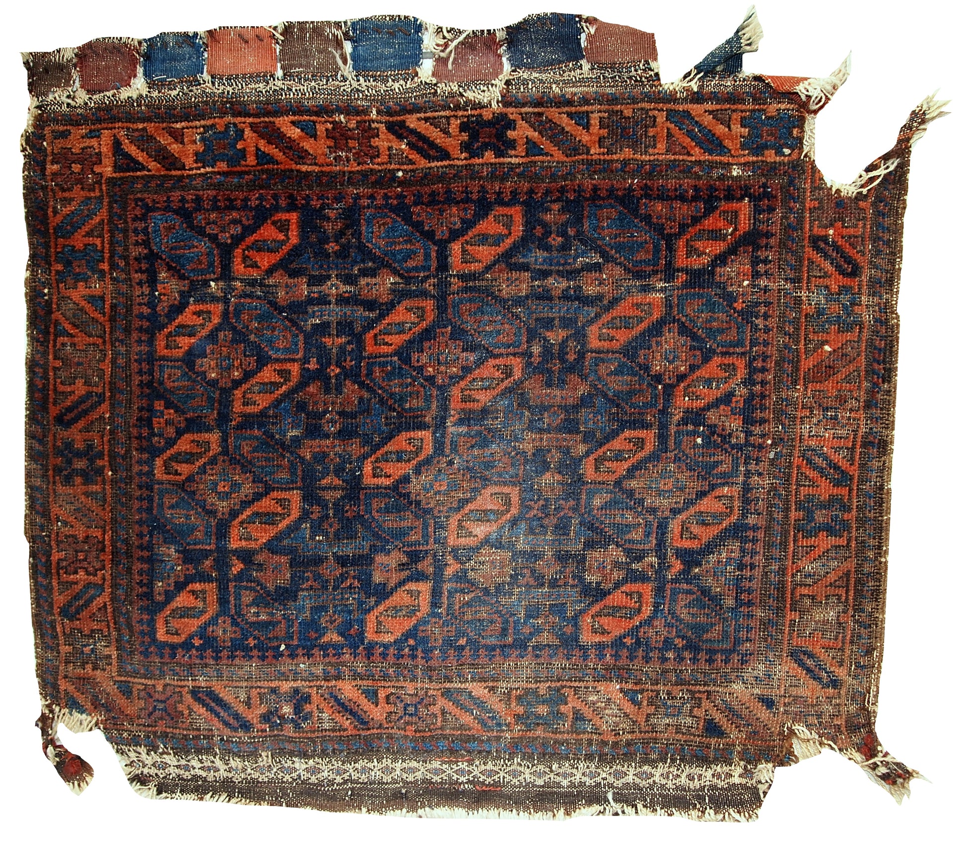 Handmade antique collectible Afghan Baluch bagface, 1880s