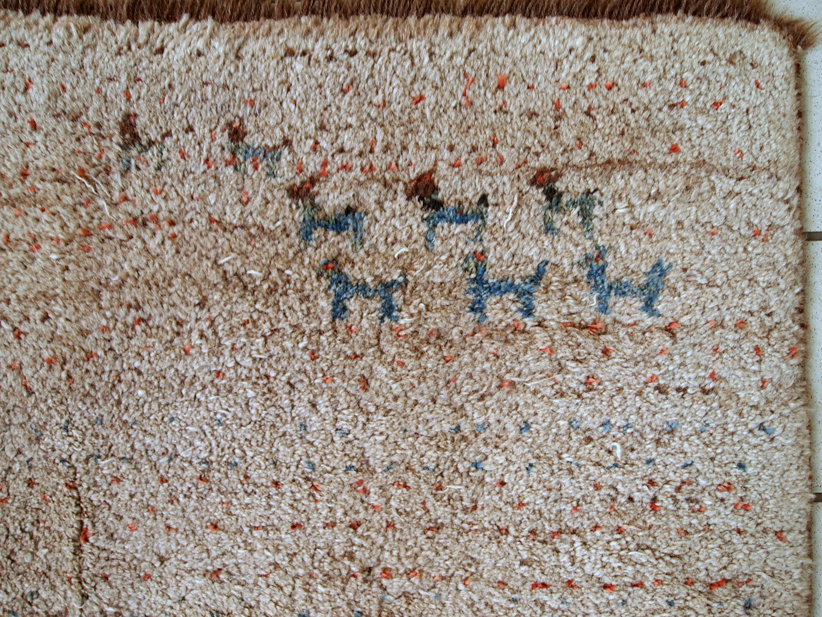 Close-up of Original Gabbeh Rug - Vintage Oriental Floor Rug - Soft and Fluffy Texture - Handmade Wool Carpet - 3.7' x 6' Size