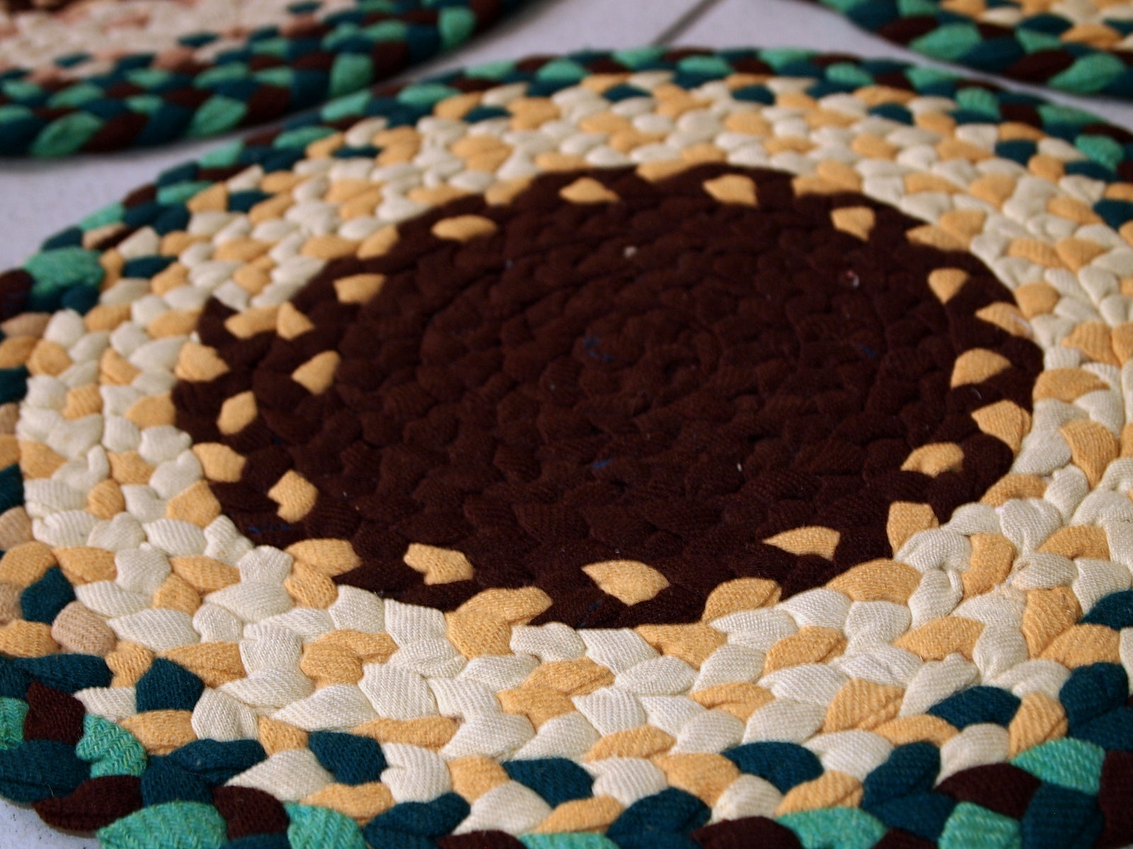 Handmade antique American Braided sit covers rugs, 1940s
