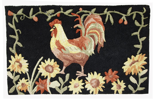 Handmade vintage American hooked rug, 1960s