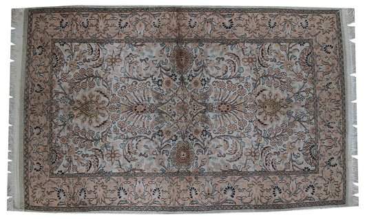 Handmade vintage silk Indo-Tabriz rug, 1950s