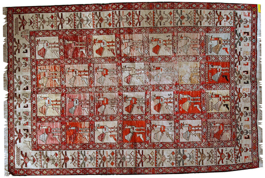 Handmade vintage Persian Sumak silk kilim, 1960s
