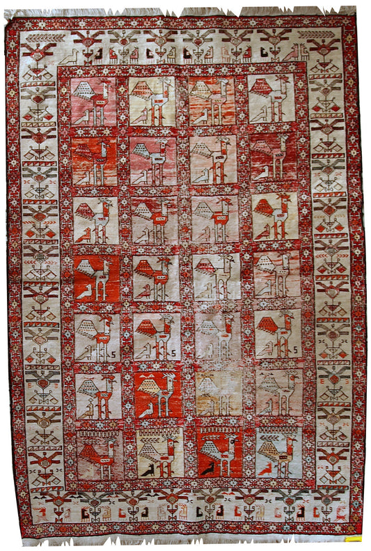 Handmade vintage Persian Sumak silk kilim, 1960s