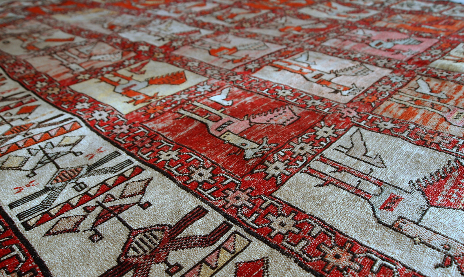 Handmade vintage Persian Sumak silk kilim, 1960s