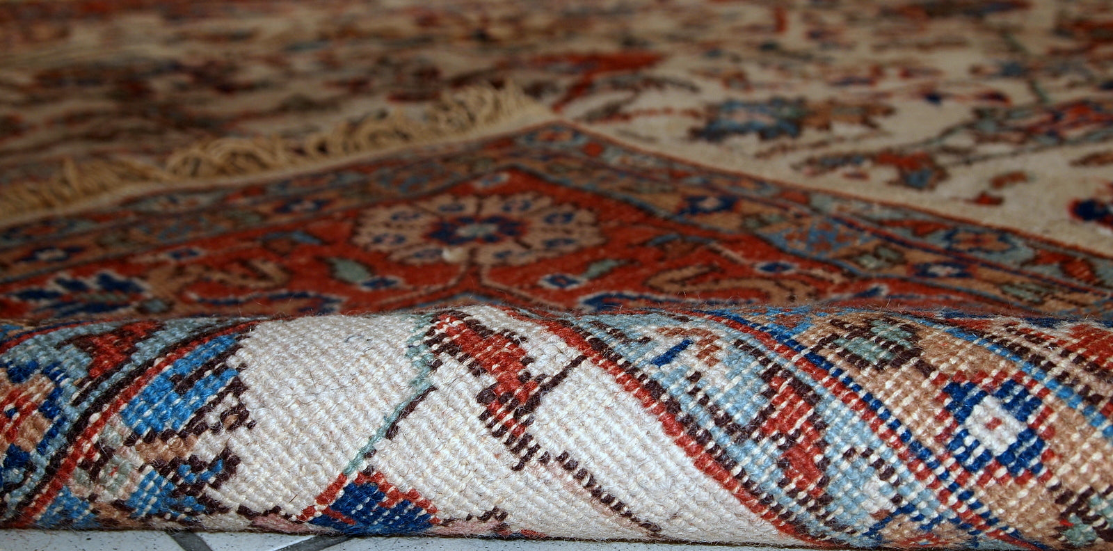 Handmade vintage Persian Mashad rug, 1950s