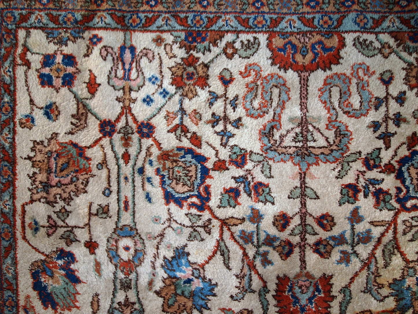 Handmade vintage Persian Mashad rug 6.9' x 10.9' (210cm x 334cm) 1950s - 1C487