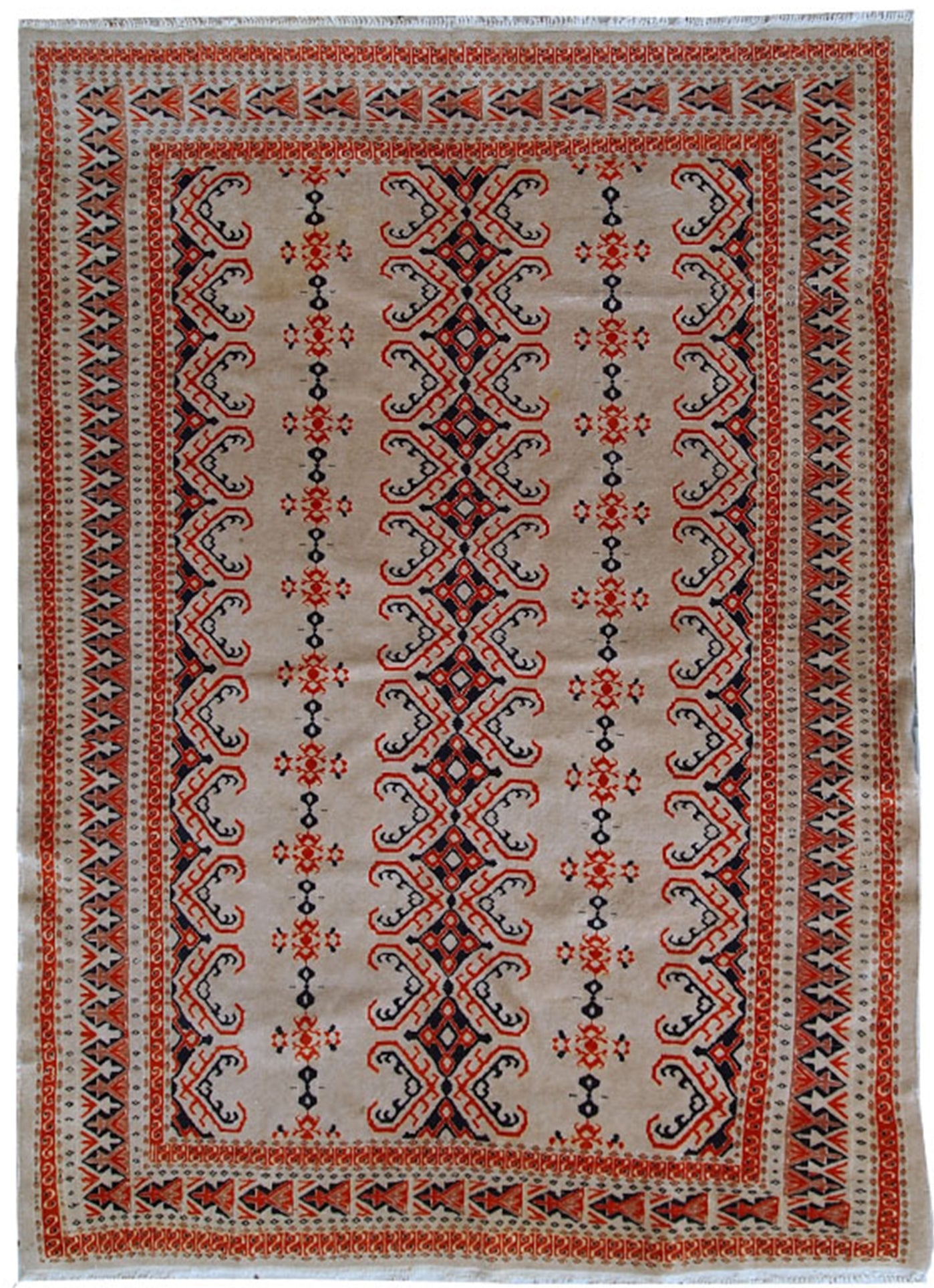 Handmade vintage Uzbek Bukhara rug, 1960s