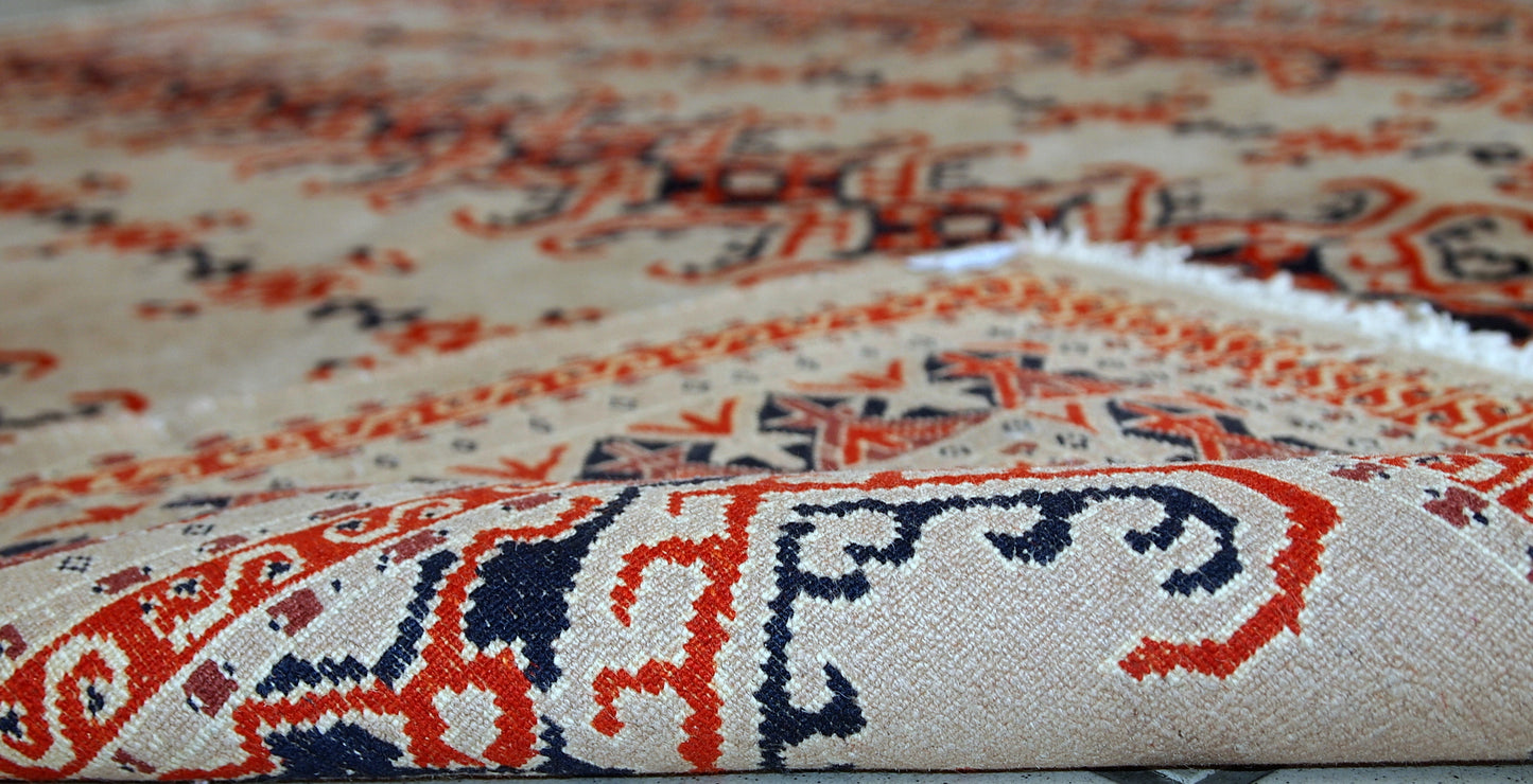 Handmade vintage Uzbek Bukhara rug, 1960s