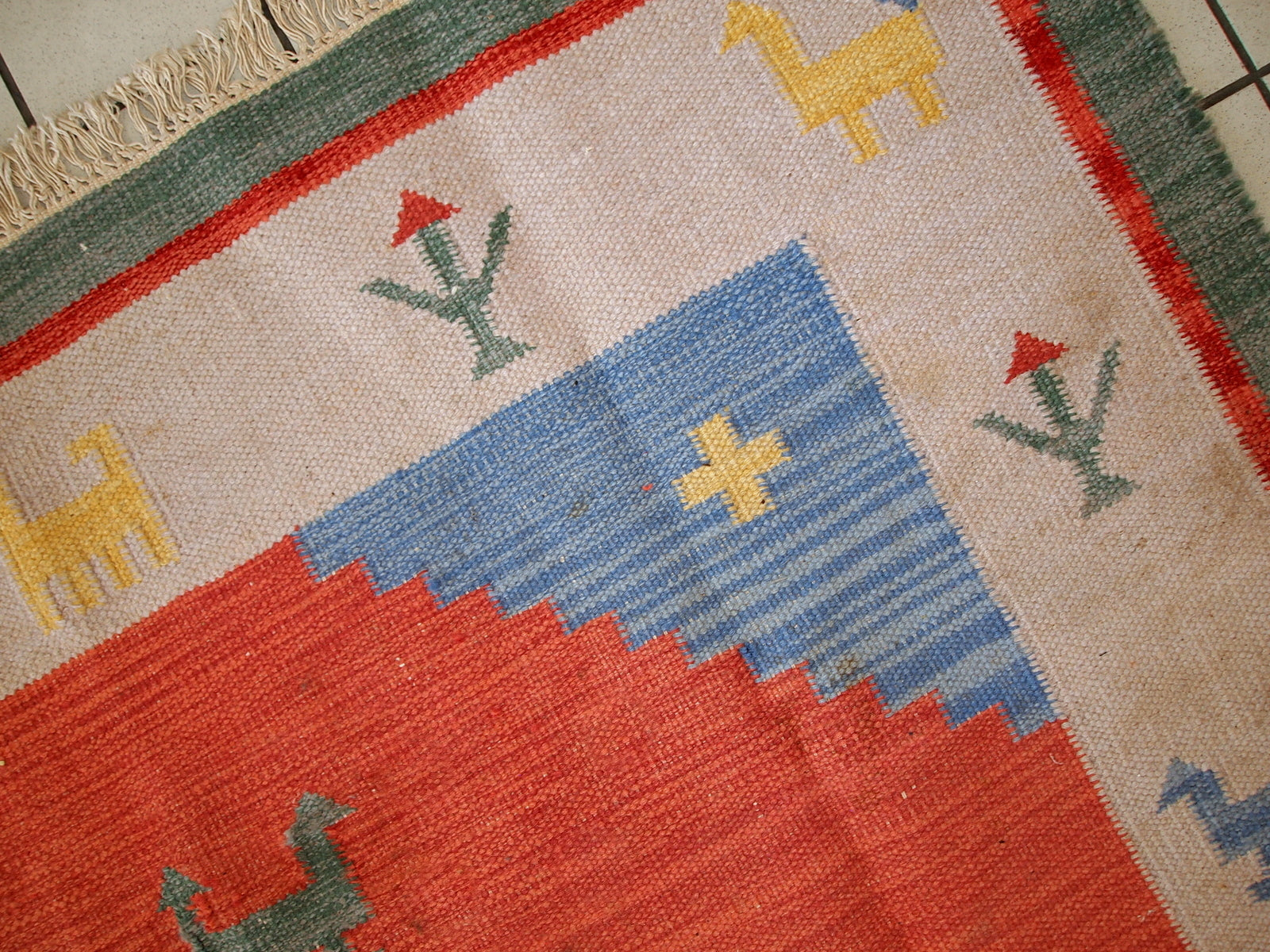 Handmade vintage Persian Gabbeh kilim, 1960s