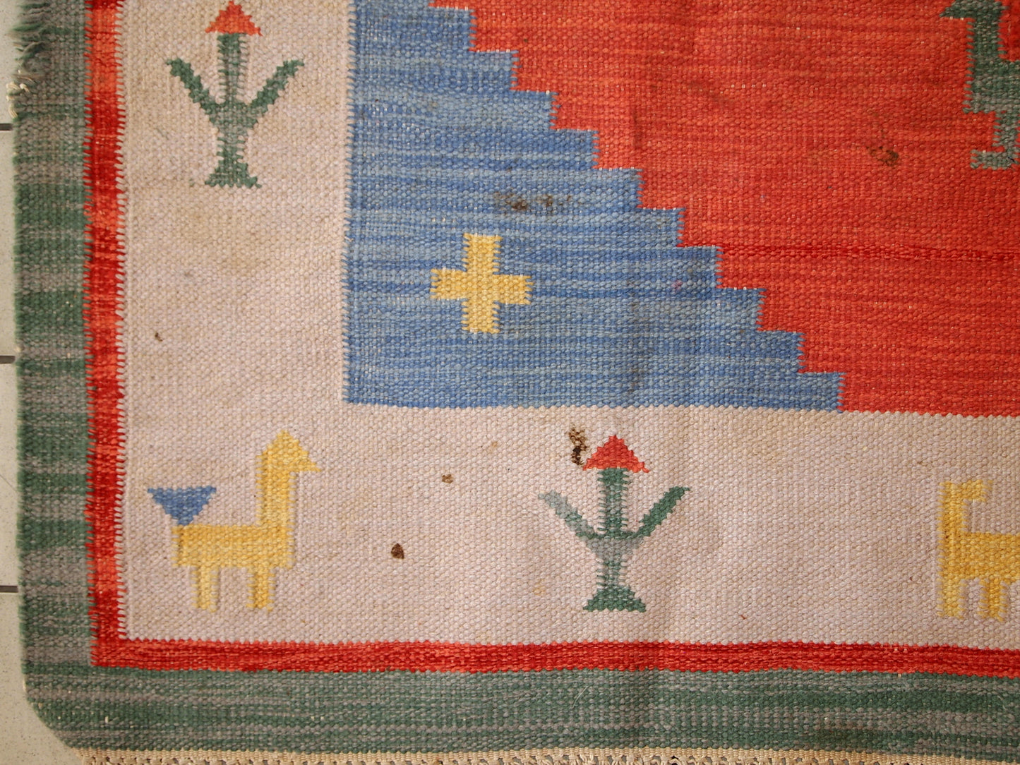 Handmade vintage Persian Gabbeh kilim 5.6' x 7.5' (171cm x 229cm) 1960s - 1C518