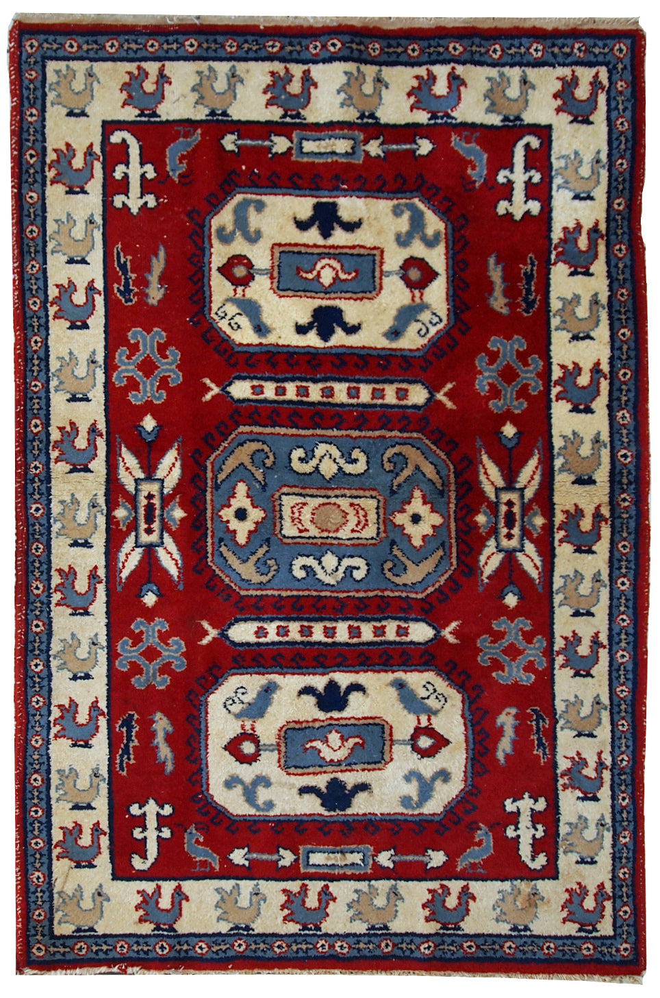 Handmade vintage Caucasian Kazak rug, 1970s