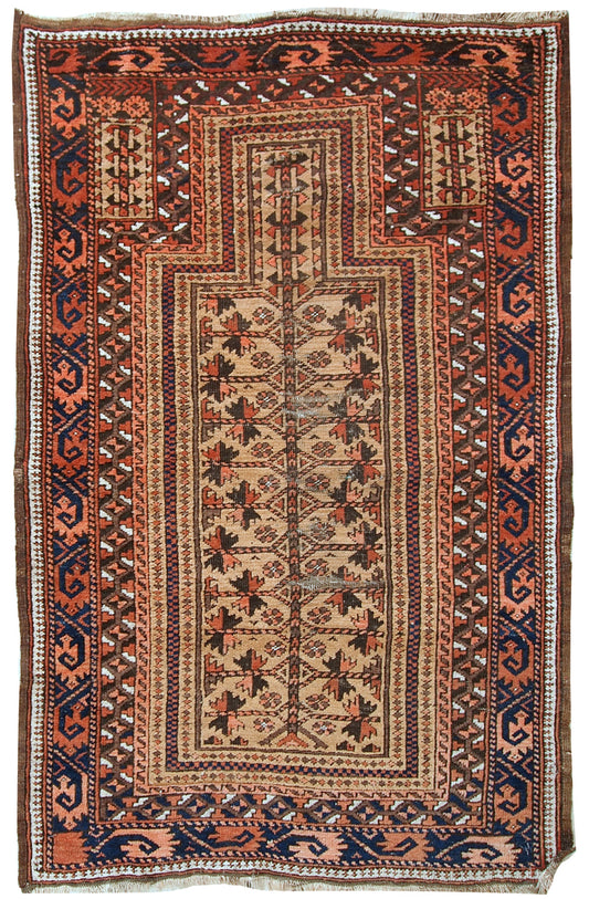 Handmade antique Afghan Baluch prayer rug, 1900s