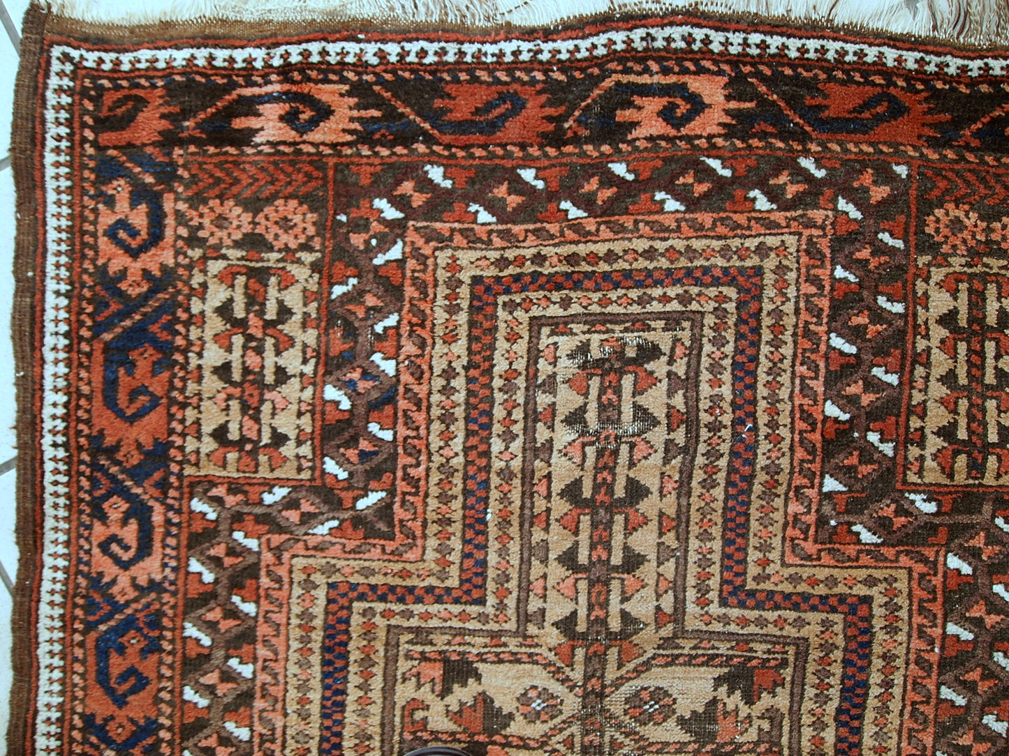 Handmade antique Afghan Baluch prayer rug 2.9' x 4.8' (90cm x 146cm) 1900s - 1C529
