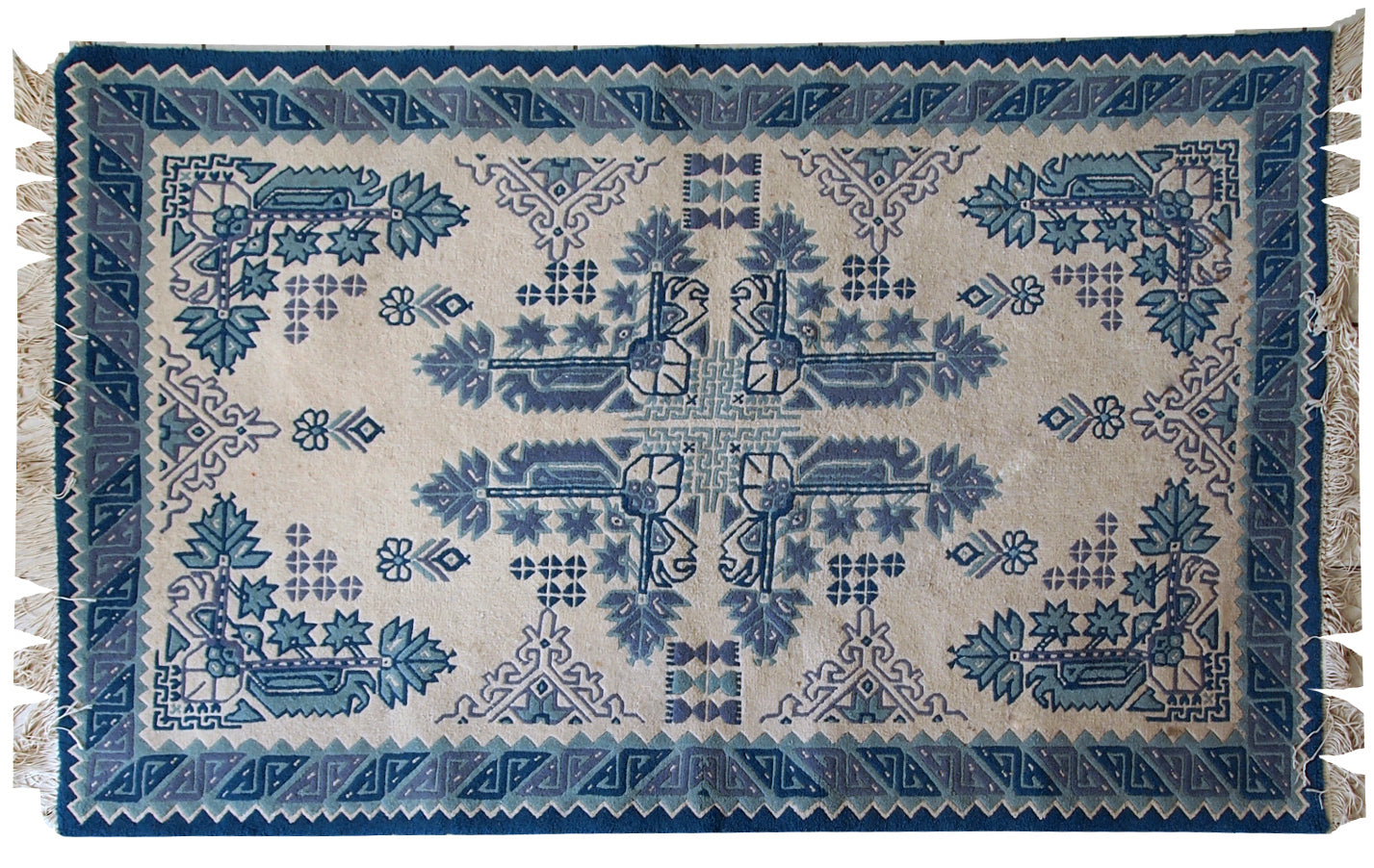 Handmade vintage Tunisian rug 4.3' x 6.8' (131cm x 208cm) 1960s - 1C544