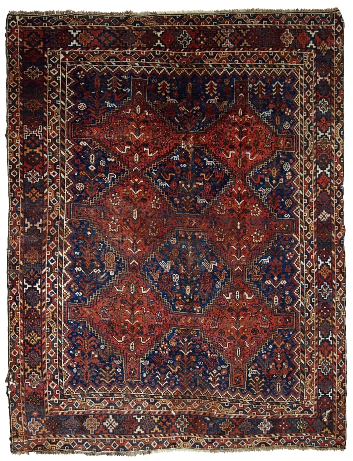 Handmade antique Persian Khamseh rug, 1900s