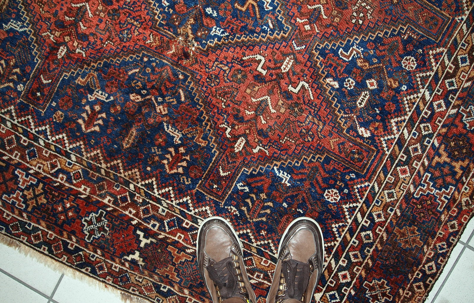 Handmade antique Persian Khamseh rug, 1900s