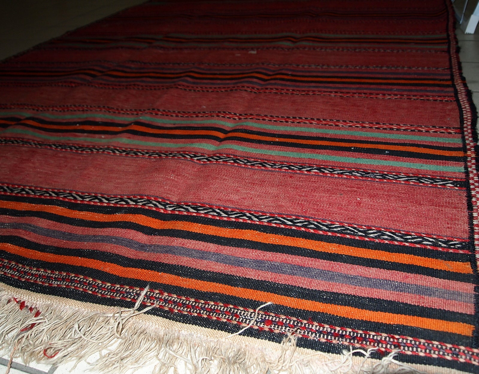 Handmade vintage Persian Ardabil striped kilim, 1940s