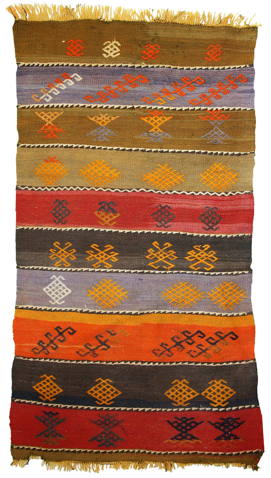 Handmade vintage Persian Sumak kilim, 1940s