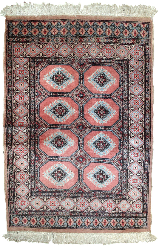 Handmade vintage Uzbek Bukhara rug, 1960s
