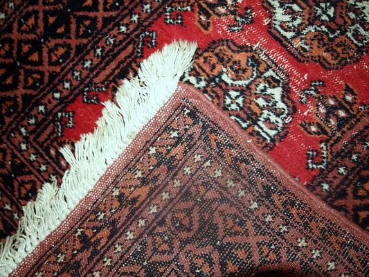 Handmade vintage Pakistani Lahore distressed rug, 1960s