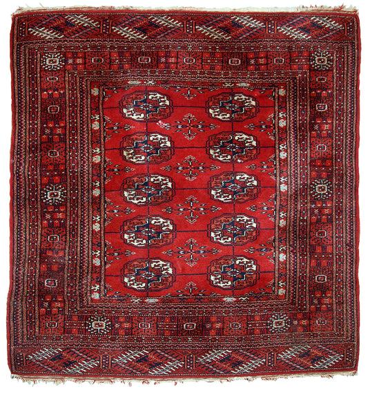 Handmade vintage Turkmen Tekke rug, 1970s