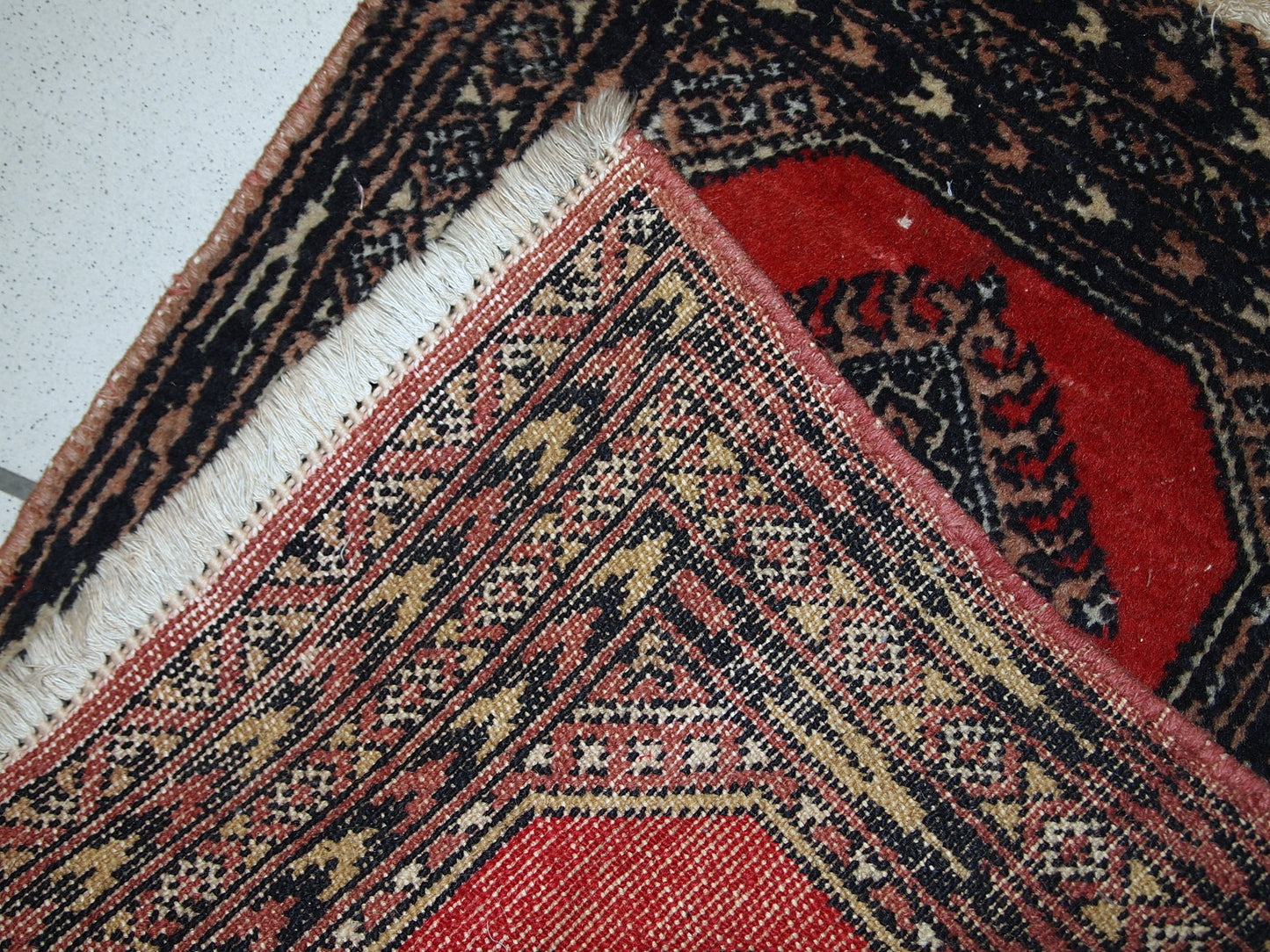 Handmade vintage Pakistani Lahore distressed rug, 1970s