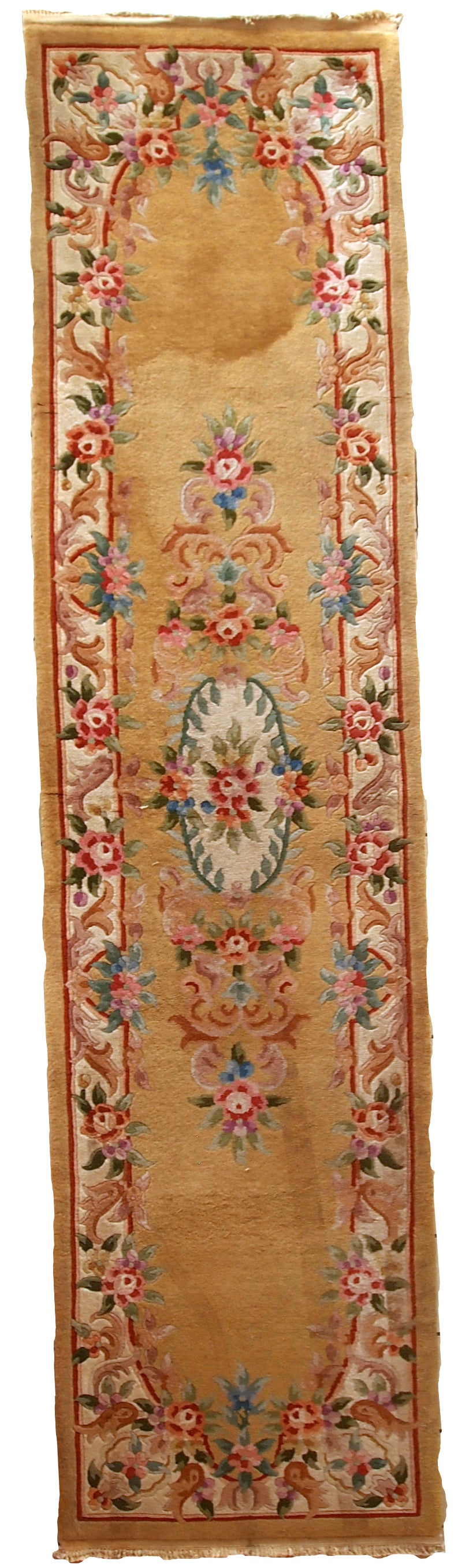 Handmade vintage Art Deco Chinese runner, 1970s