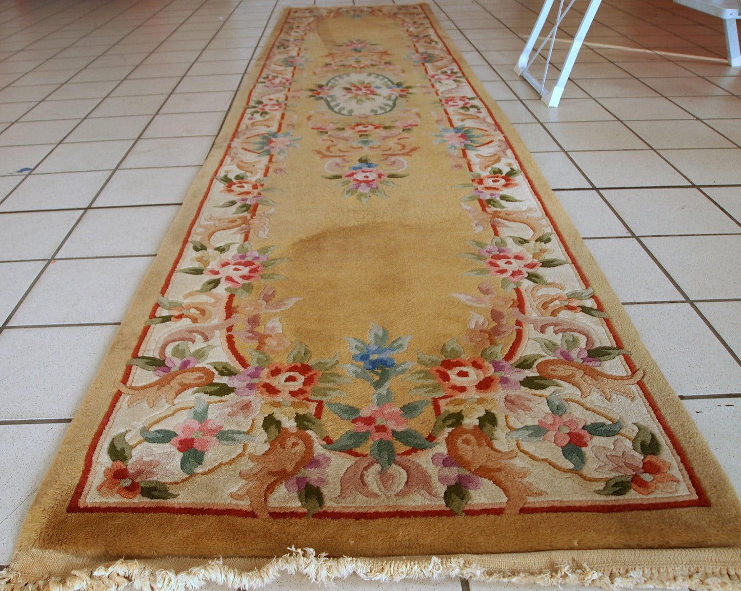 Handmade vintage Art Deco Chinese runner, 1970s