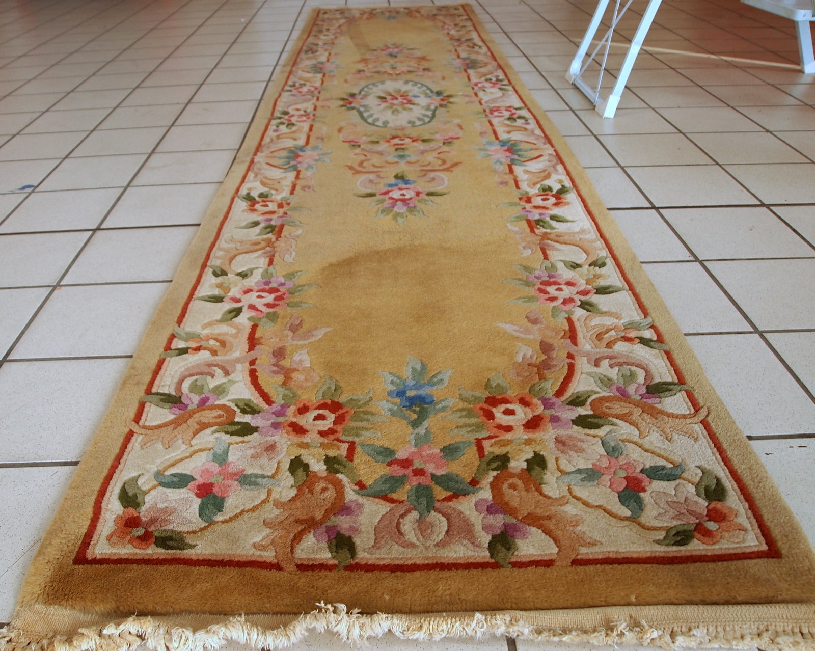 Handmade vintage Art Deco Chinese runner, 1970s