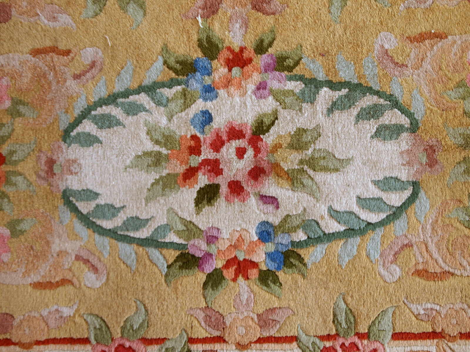 Vintage runner from China made in yellow wool. The rug is from the end of 20th century in original good condition.