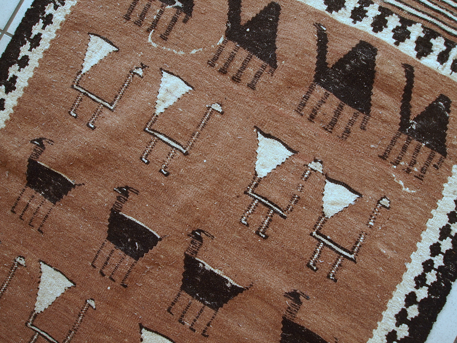 Handmade antique Ardabil kilim with animals. It is from the beginning of 20th century in original condition, has some age wear.
