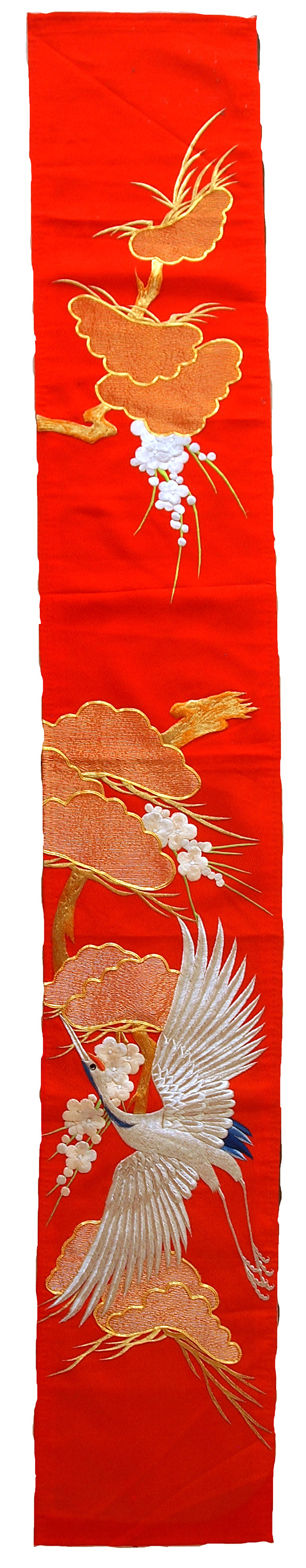 Handmade vintage Japanese silk wall embroidery, 1980s