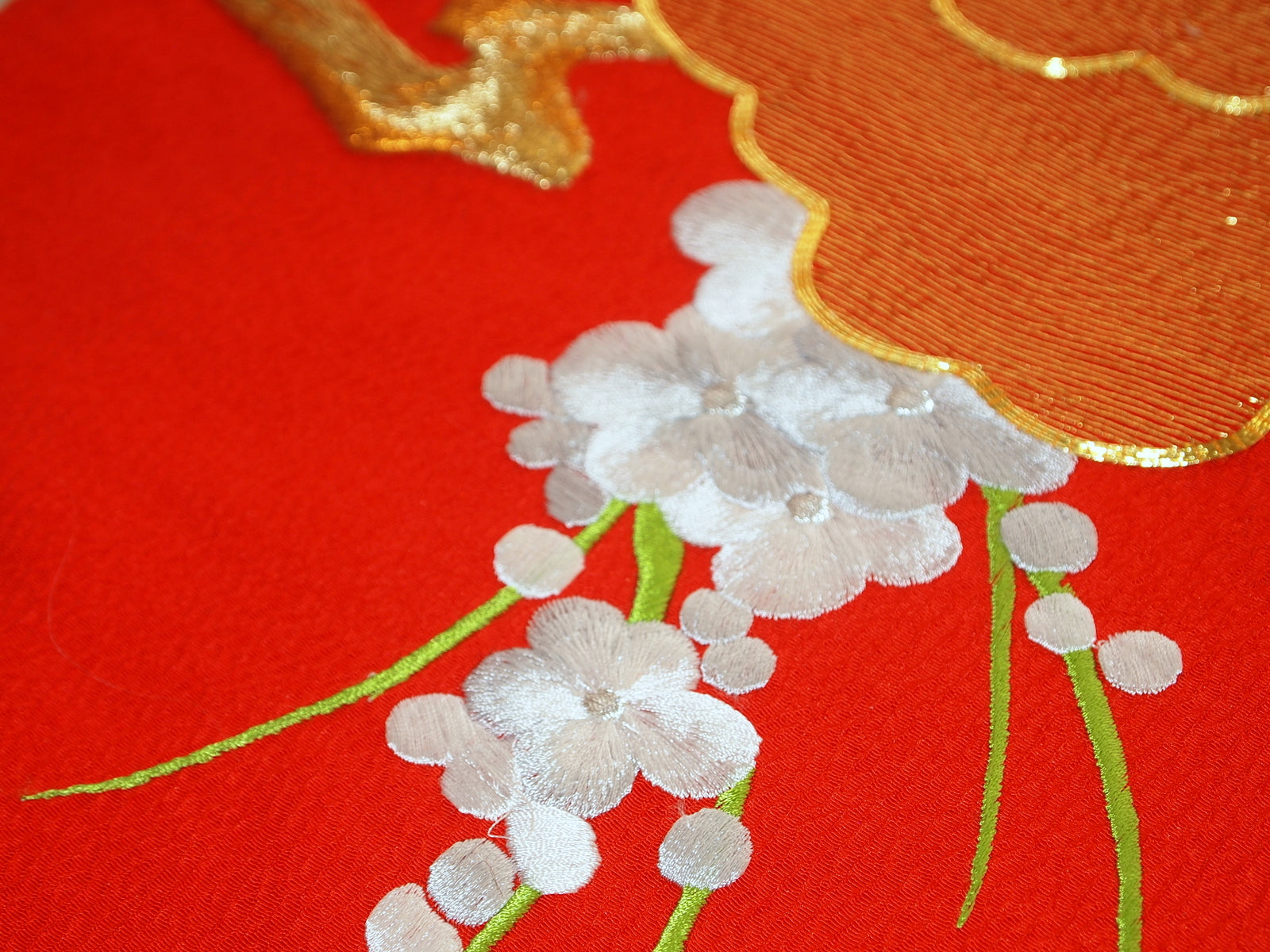 Handmade vintage Japanese silk wall embroidery, 1980s