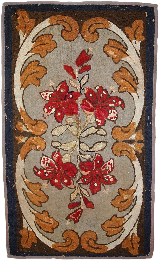 Handmade antique American Hooked rug, 1900s