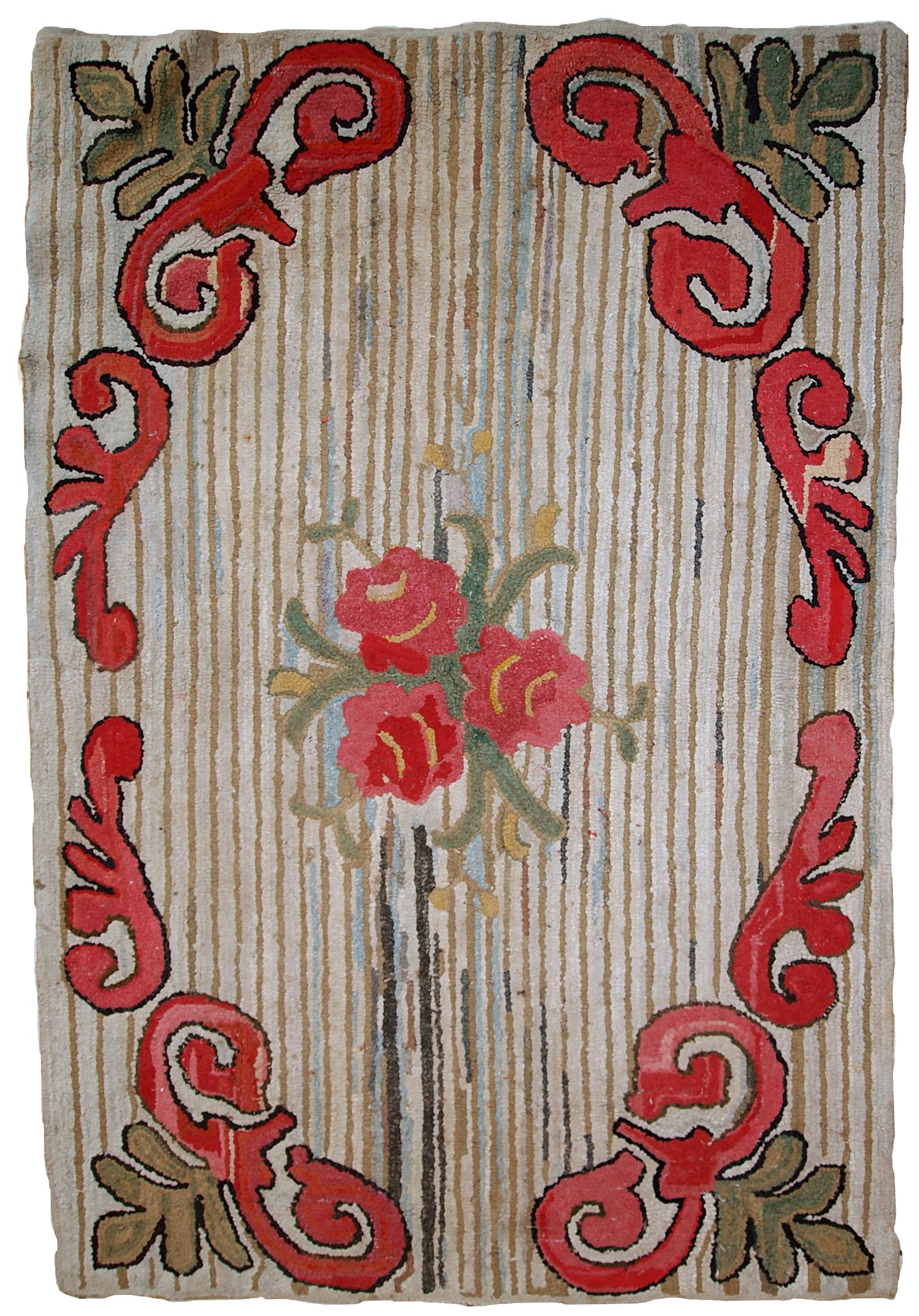 Handmade antique American Hooked rug, 1920s