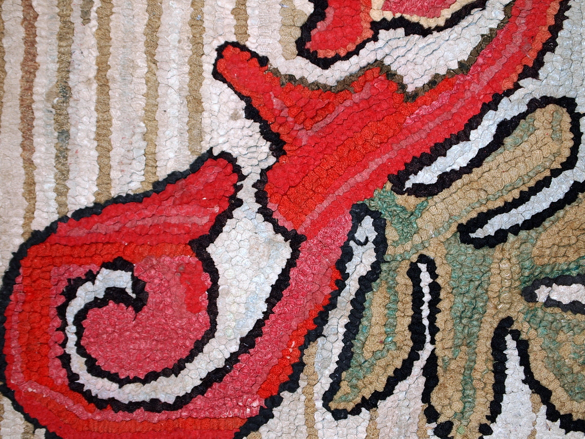 Handmade antique American Hooked rug, 1920s