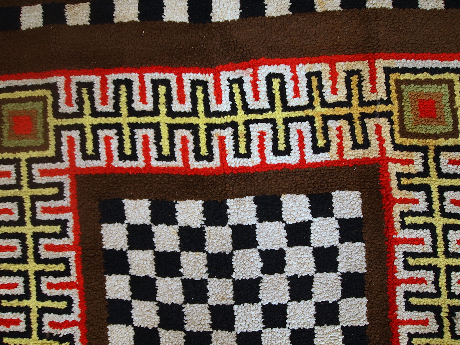 Handmade vintage French modern rug in original good condition. The rug is from the middle of 20th century made in wool.