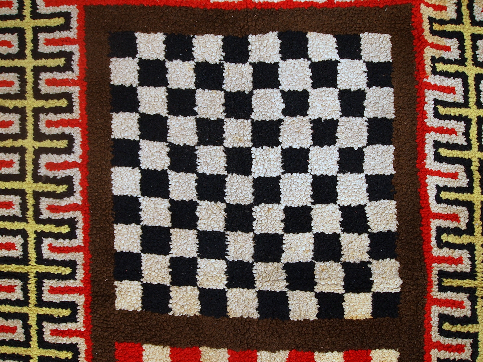 Handmade vintage French modern rug in original good condition. The rug is from the middle of 20th century made in wool.
