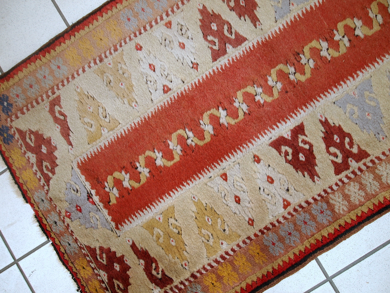 Handmade vintage Turkish Melas runner made in wool. The rug is from mid-century, in original good condition.