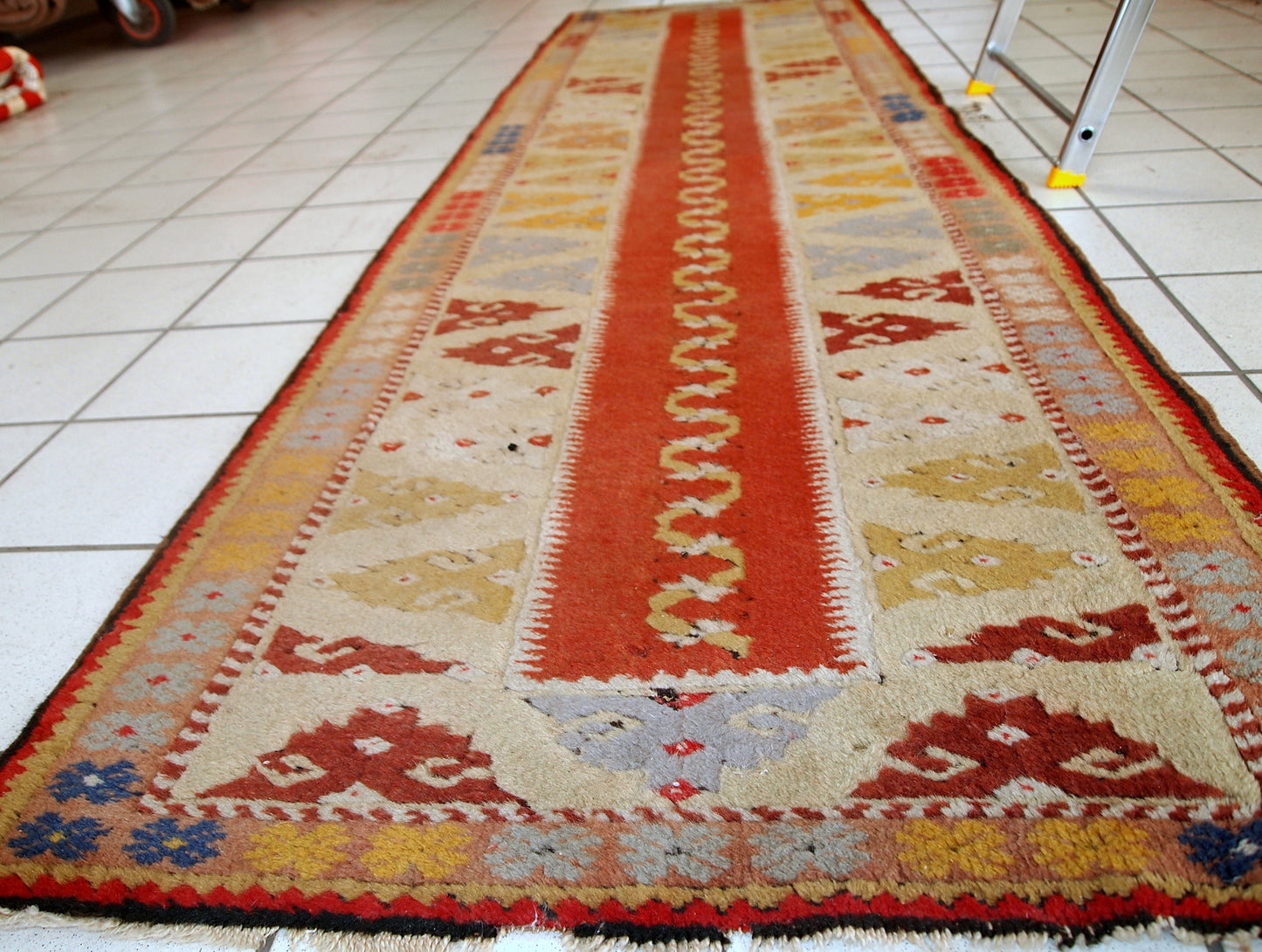 Handmade vintage Turkish Melas runner, 1950s