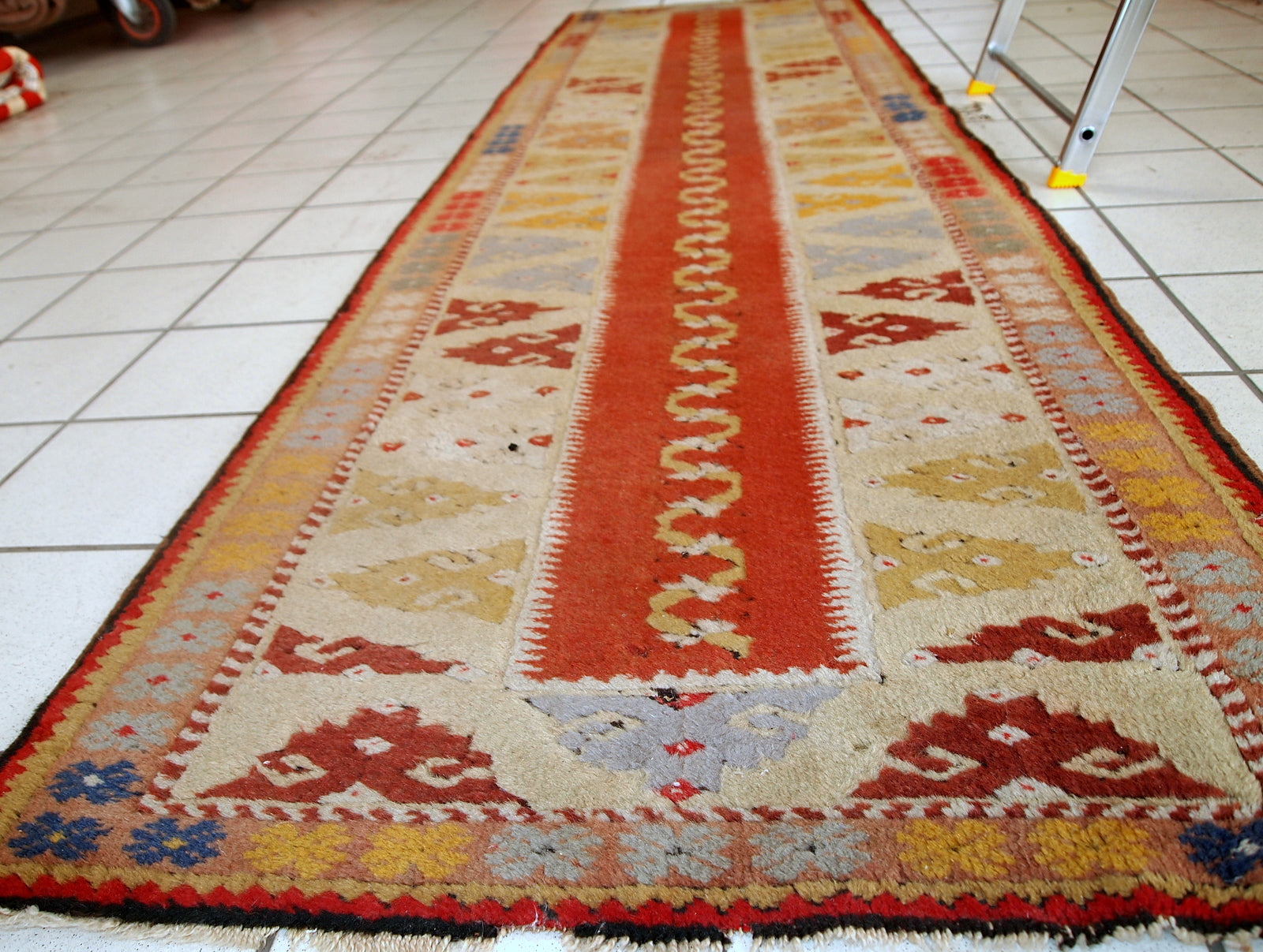 Handmade vintage Turkish Melas runner, 1950s