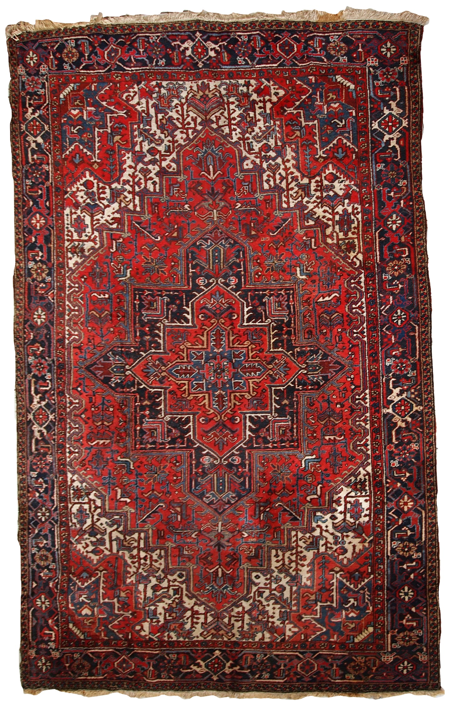 Handmade vintage Persian Heriz rug, 1950s