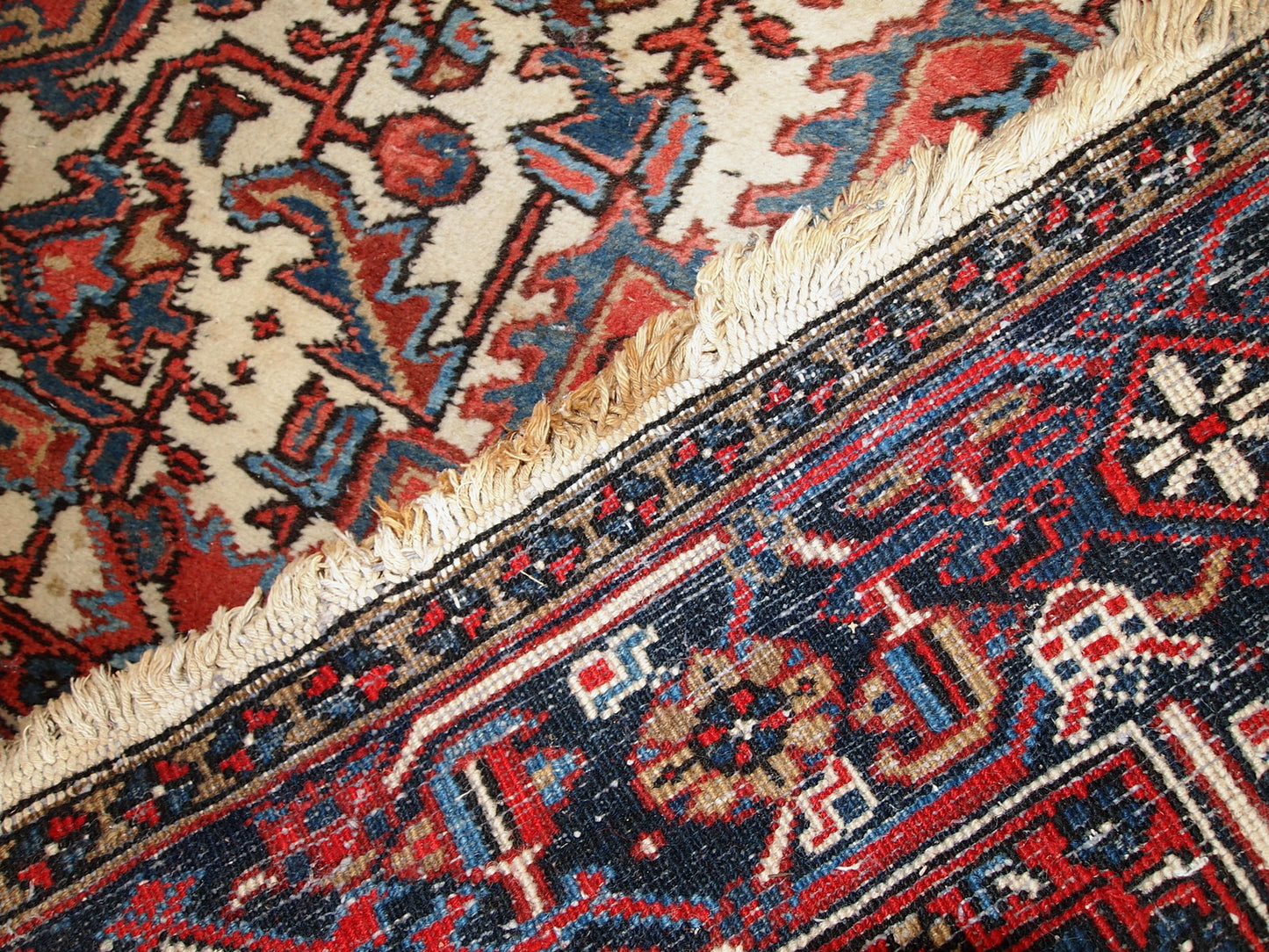 Handmade vintage Persian Heriz rug, 1950s